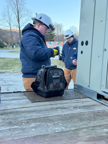 Modern air conditioning unit on wall mount.